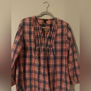 Bit & Bridle Plaid Western Peasant Top pink & blue